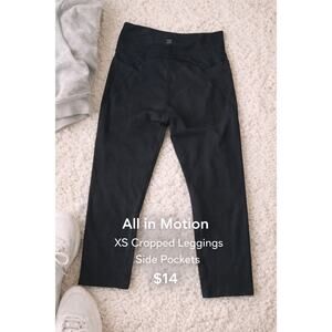 All in Motion Black Ankle Legging Womens XS Cropped Athletic Workout Pant Pocket